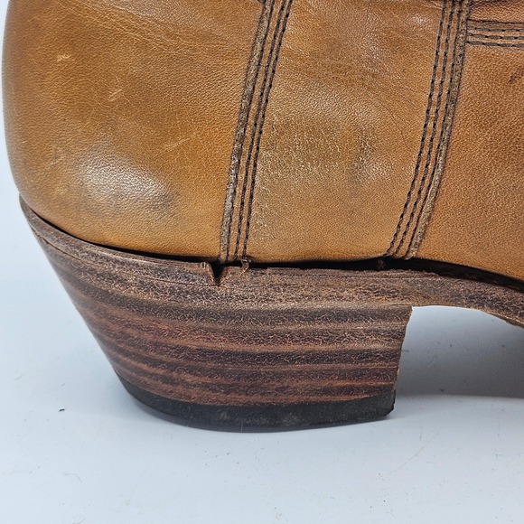 VTG USA Leather Western Cowboy Boots Women's Size 5D Wide Brown Pull-On Handmade - Picture 9 of 13